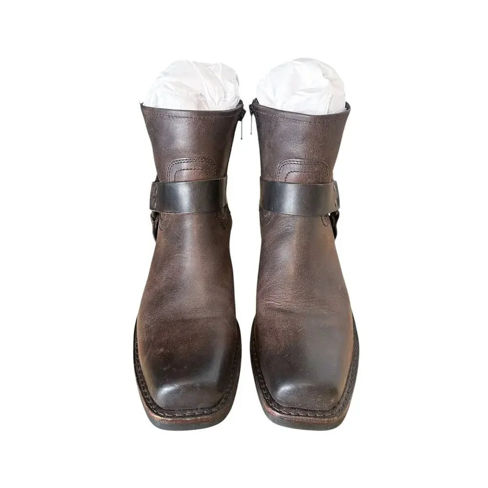 Frye Vintage Smoke Brown Harness Ankle Boots Y2K Size 9
